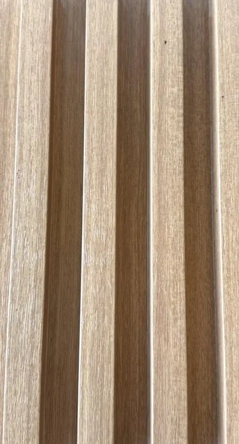 Two-Tone Sand and Walnut Grooved PVC Wall Boards — Grid Board KM-2 — Grooved boards — Grid Board DECNO