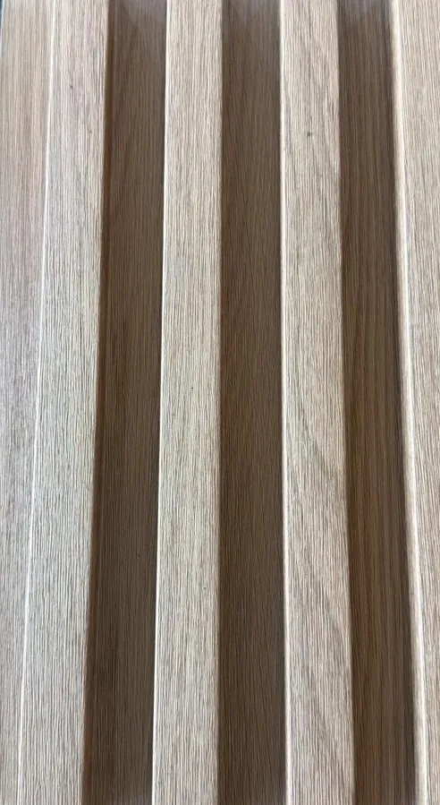 Two-Tone Light Oak Grooved PVC Wall Boards — Grid Board KX-3 — Grooved boards — Grid Board DECNO