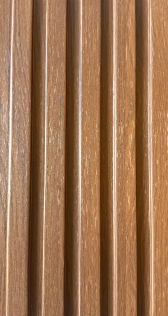 Warm Walnut Wood-Effect Slat Wall Boards — Slat Board KM-41 — Wall slats — Slat Board DECNO