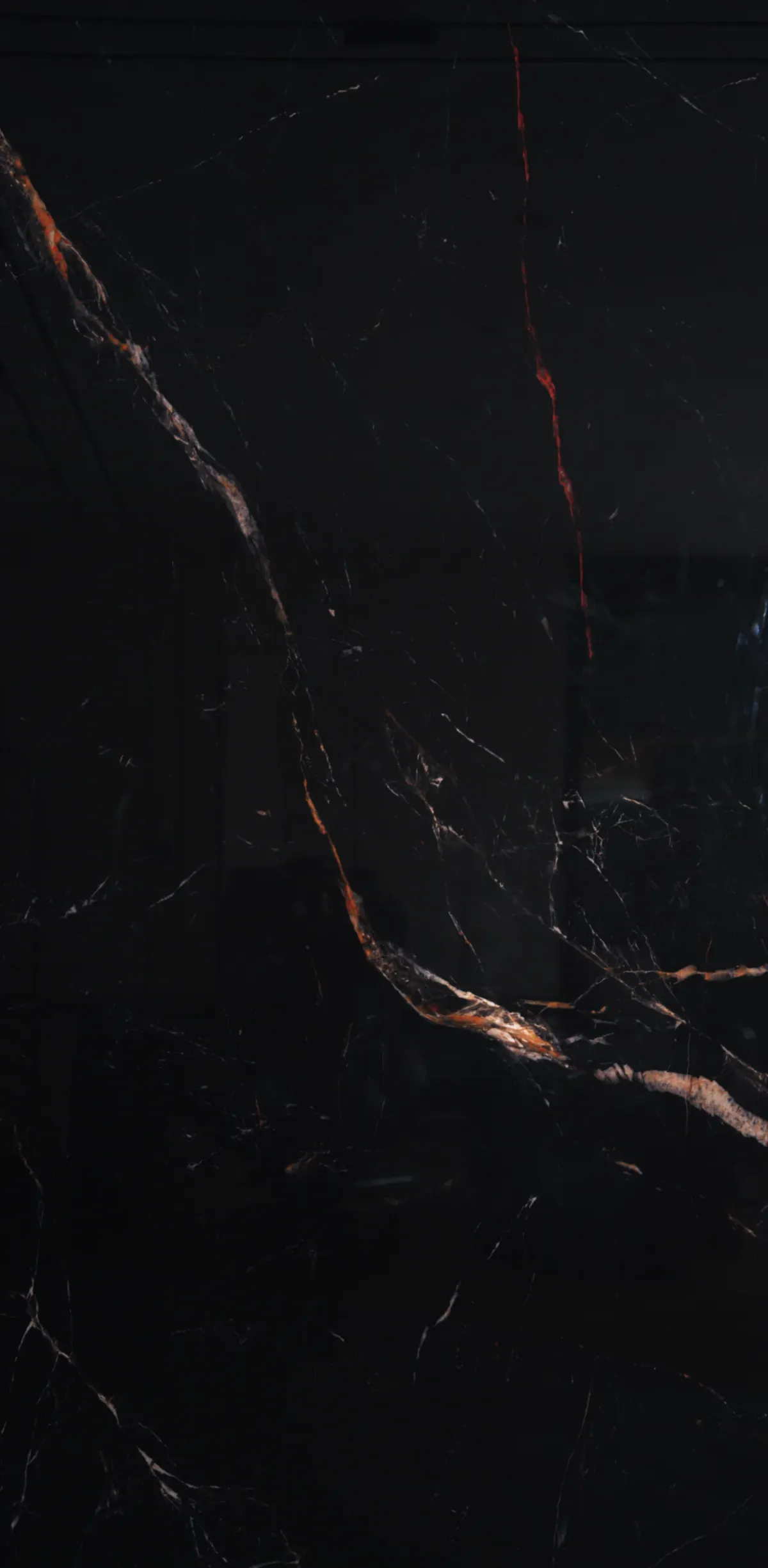 Black Marble-Effect SPC Wall Panel with Orange and Red Veining — Sheet Board SS009 — SPC wall panels DECNO