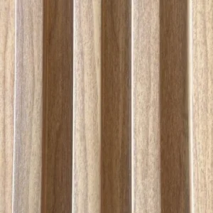 Bardage Mural PVC Grid Bicolore Noyer et Sable — Grid Board KM-16 | 2800 × 165 × 23 mm