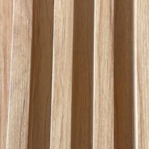 Bardage Mural PVC Grid Tricolore Bois Naturel — Grid Board KM-35 | 2800 × 165 × 23 mm