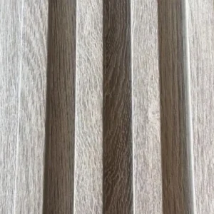 Bardage Mural PVC Grid Bicolore Bois Blanchi et Gris Taupe — Grid Board KM-15 | 2800 × 165 × 23 mm