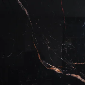 Panneau Mural SPC Imitation Marbre Noir Veines Orange et Rouge — Sheet Board SS009 | 2900 × 1200 × 8 mm